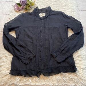 Johnny Was Black Button Down Shirt